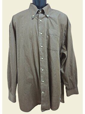 Peter Millar Mens Brown & Black Stripe Long Sleeve Shirt XXL